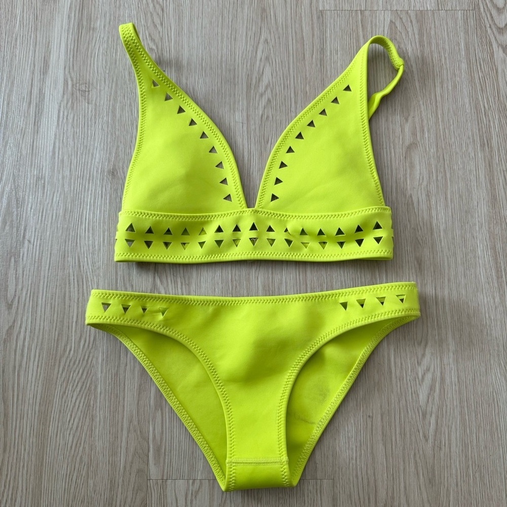 Gigi C. Neon laser cut out scuba bikini